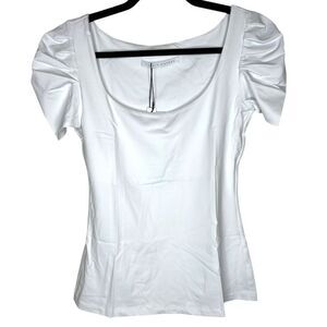 NEW Susana Monaco Pleated Sleeve Top in Sugar XSmall